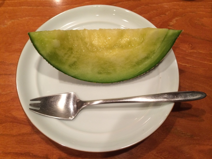 Musk melon with a spork